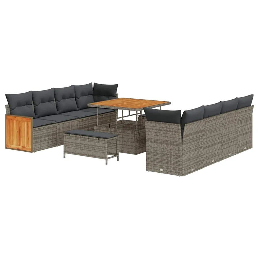 Ensemble de canapé de jardin Gris 231 x 224 x 85 cm polyrotin - 2