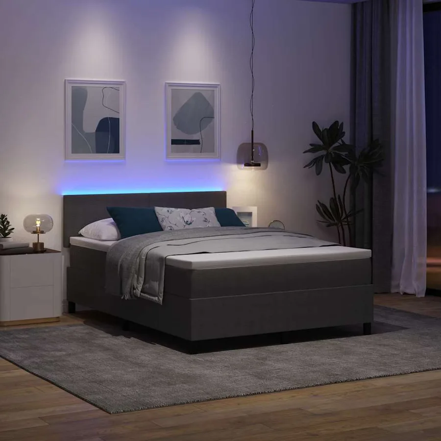 Lit à ressort LED Gris clair et blanc 140 x 200 cm - 5