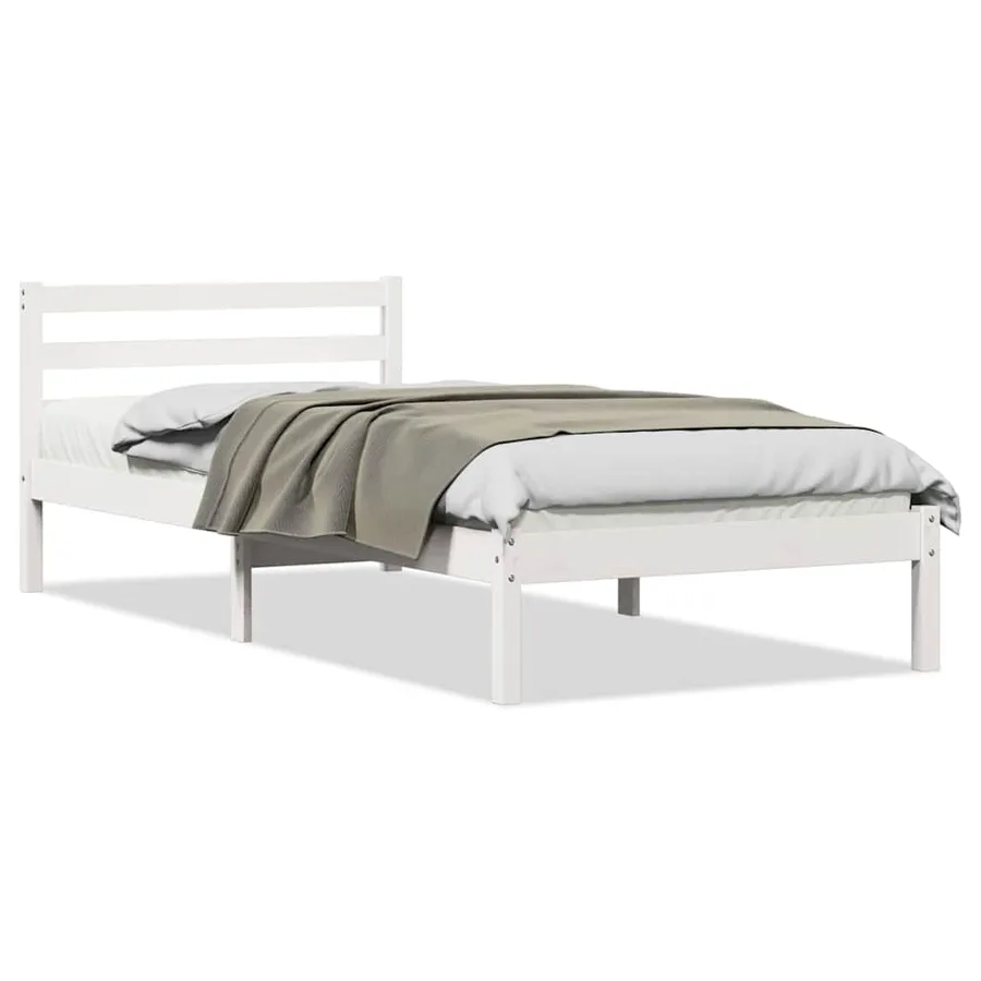 Cadre de lit Blanc 225,5 x 105,5 x 69,5 cm Bois de Pin Massif - 3