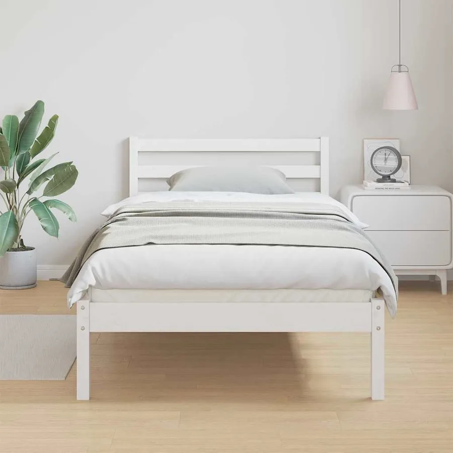 Cadre de lit Blanc 225,5 x 105,5 x 69,5 cm Bois de Pin Massif - 4