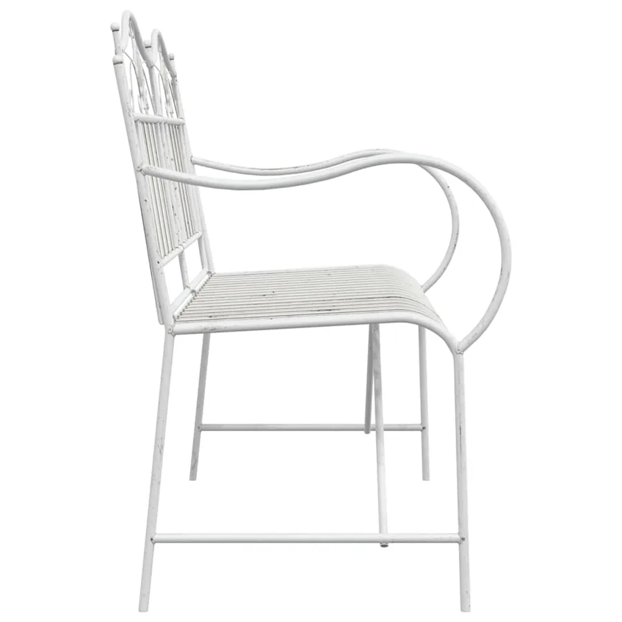 Banc de jardin Blanc antique 103,5 x 59 x 89 cm Acier - 5
