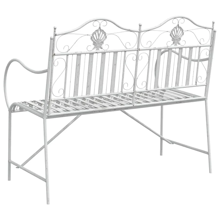 Banc de jardin Blanc antique 103,5 x 59 x 89 cm Acier - 6