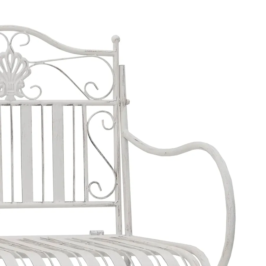 Banc de jardin Blanc antique 103,5 x 59 x 89 cm Acier - 7
