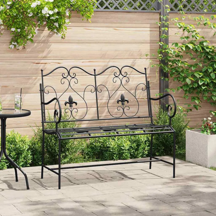 Banc de jardin Noir 104 x 54 x 93 cm Acier