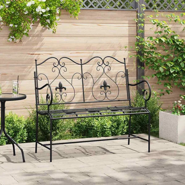Banc de jardin Noir 104 x 54 x 93 cm Acier