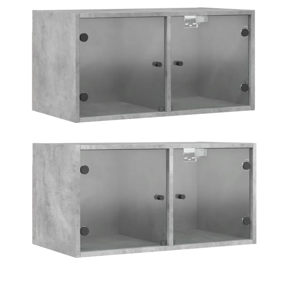 Armoires murales et portes vitrées 2pcs gris béton 68,5x37x35cm - 2