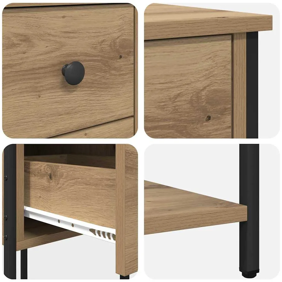Cabinet de chevet chêne artisanal 32 x 42 x 70 cm - 9