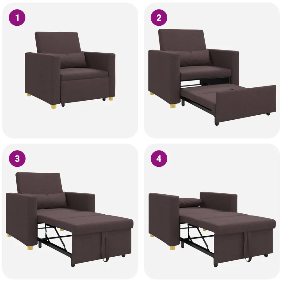 Canapé-lit escamotable simple Marron foncé 90 x 165 x 87 cm - 9