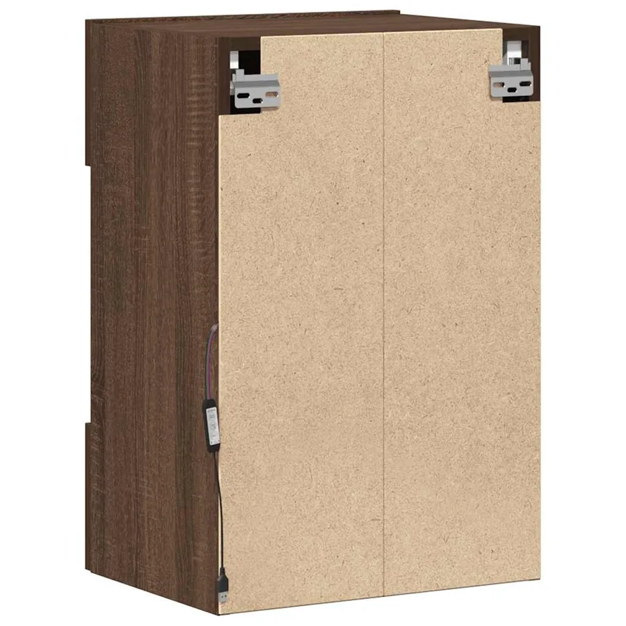 Meubles muraux avec lumières LED pour TV 2 pcs chêne marron 40x30x60,5 cm - 9
