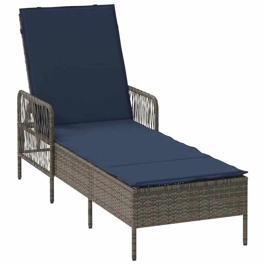Transat 3 pcs Gris et bleu marine 200 x 55 x 92 cm polyrotin - 5