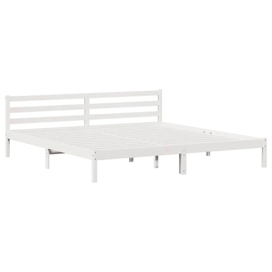 Cadre de lit Blanc 225,5 x 205,5 x 69,5 cm Bois de Pin Massif - 2