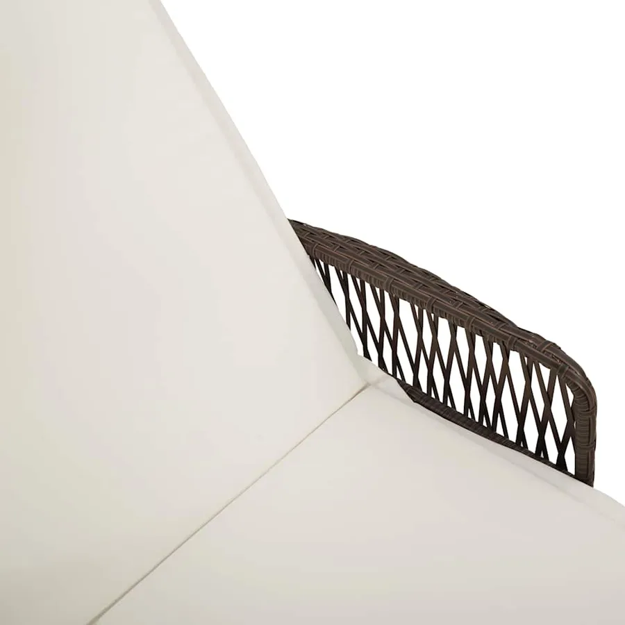 Transat 3 pcs Marron et crème blanche 200 x 55 x 92 cm - 9