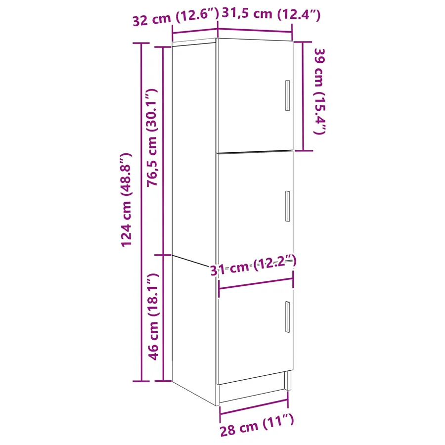 Haut Armoire Chêne noir 31.5 x 32 x 122.5 cm - 13