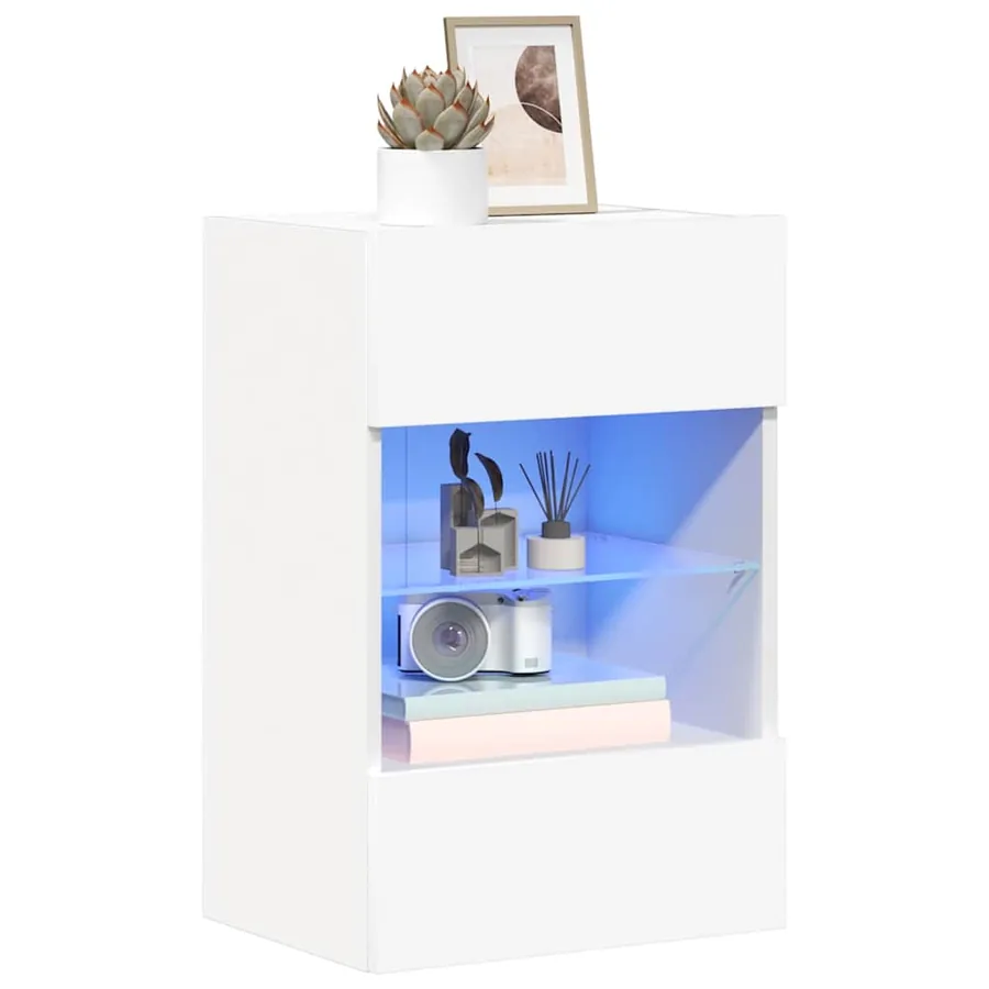 Meubles muraux avec lumières LED pour TV 2 pcs blanc 40x30x60,5 cm - 15