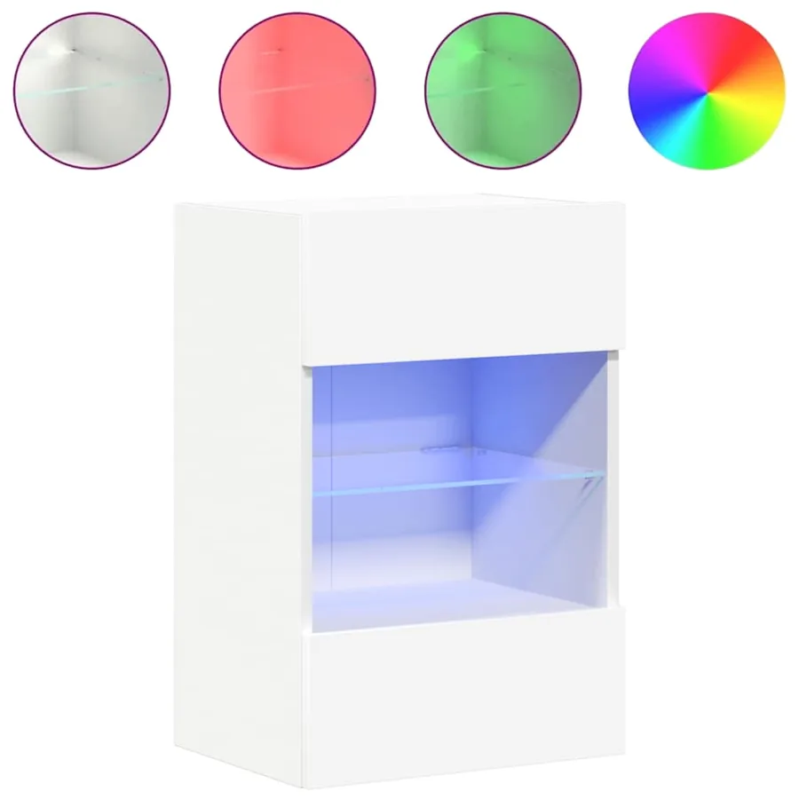 Meubles muraux avec lumières LED pour TV 2 pcs blanc 40x30x60,5 cm - 5