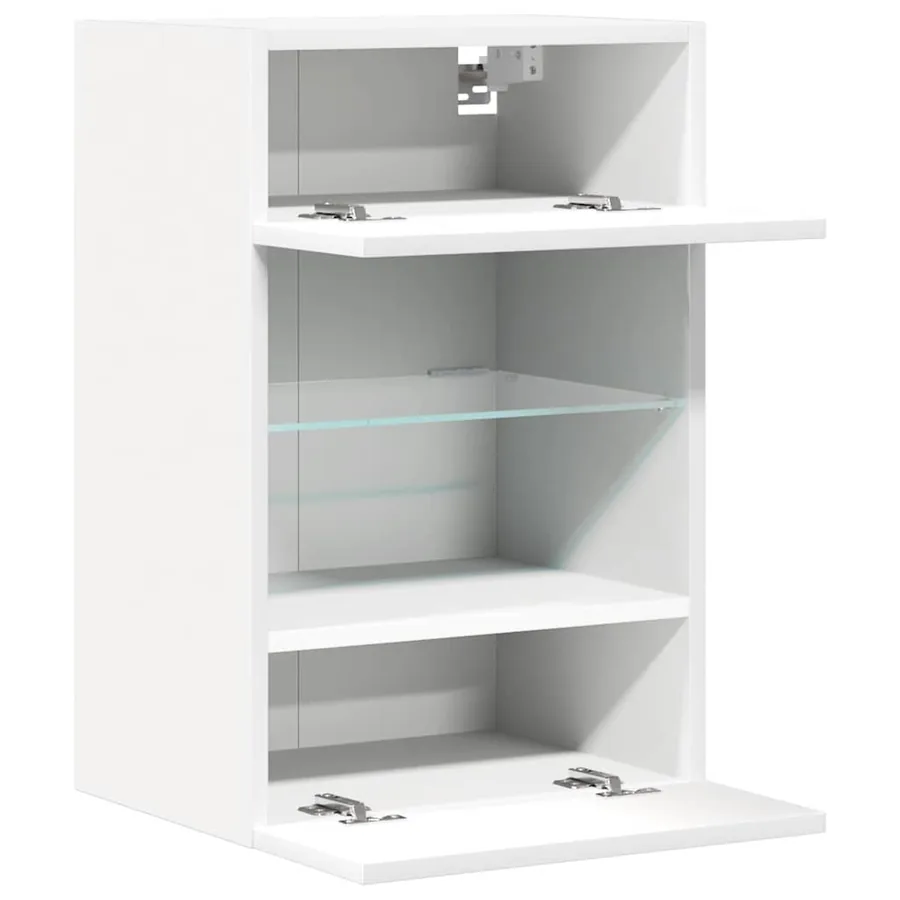 Meubles muraux avec lumières LED pour TV 2 pcs blanc 40x30x60,5 cm - 7