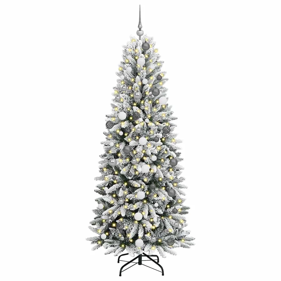 Sapin de Noël artificiel avec 300 LED avec support Blanc 210 cm - 3