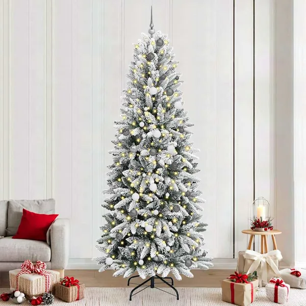 Sapin de Noël artificiel avec 300 LED avec support Blanc 240 cm