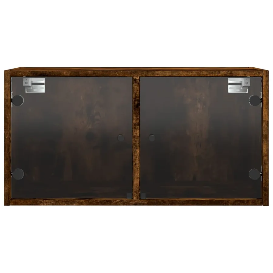 Armoires murales et portes vitrées 2pcs chêne fumé 68,5x37x35cm - 7