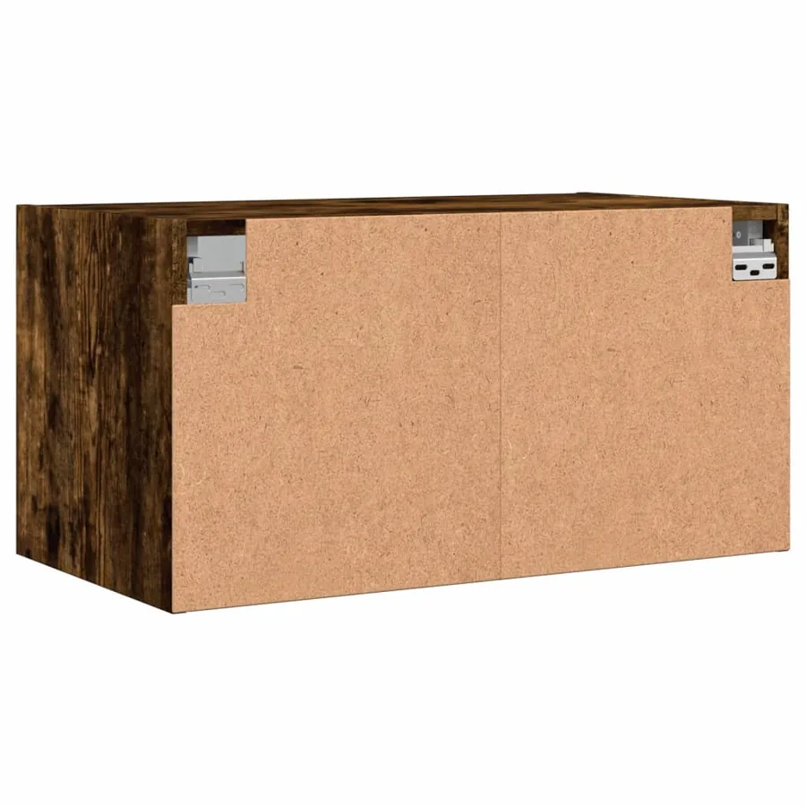 Armoires murales et portes vitrées 2pcs chêne fumé 68,5x37x35cm - 9