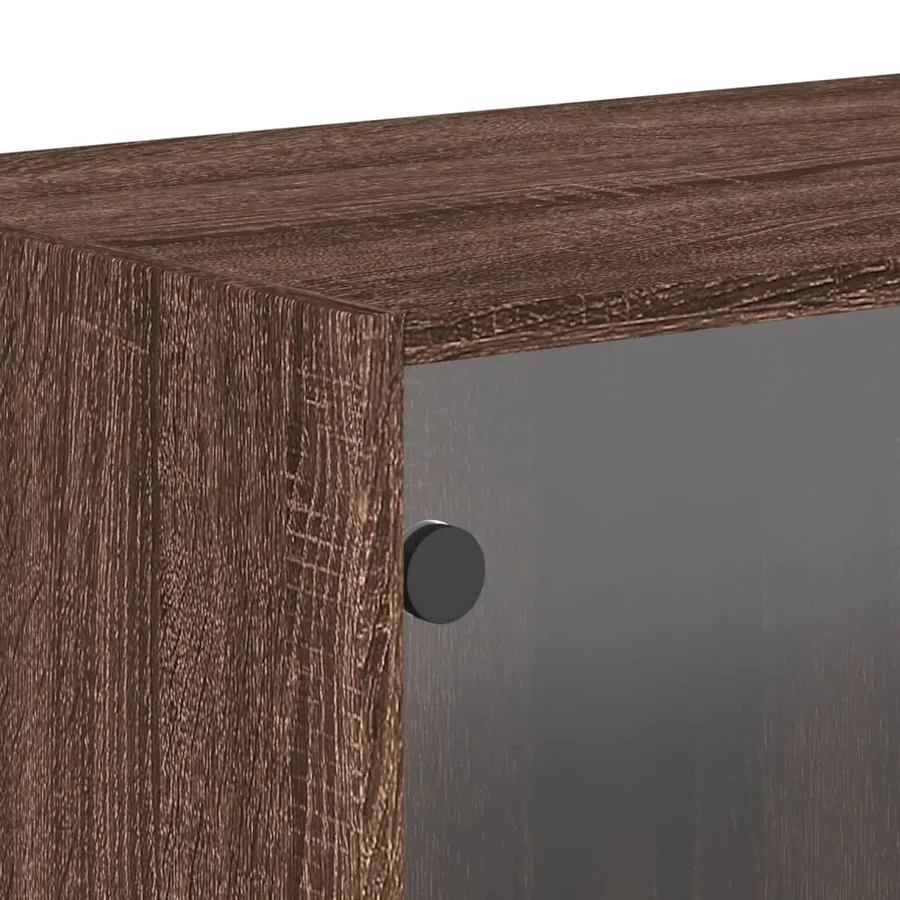 Armoires murales portes vitrées 2 pcs chêne marron 68,5x37x35cm - 10