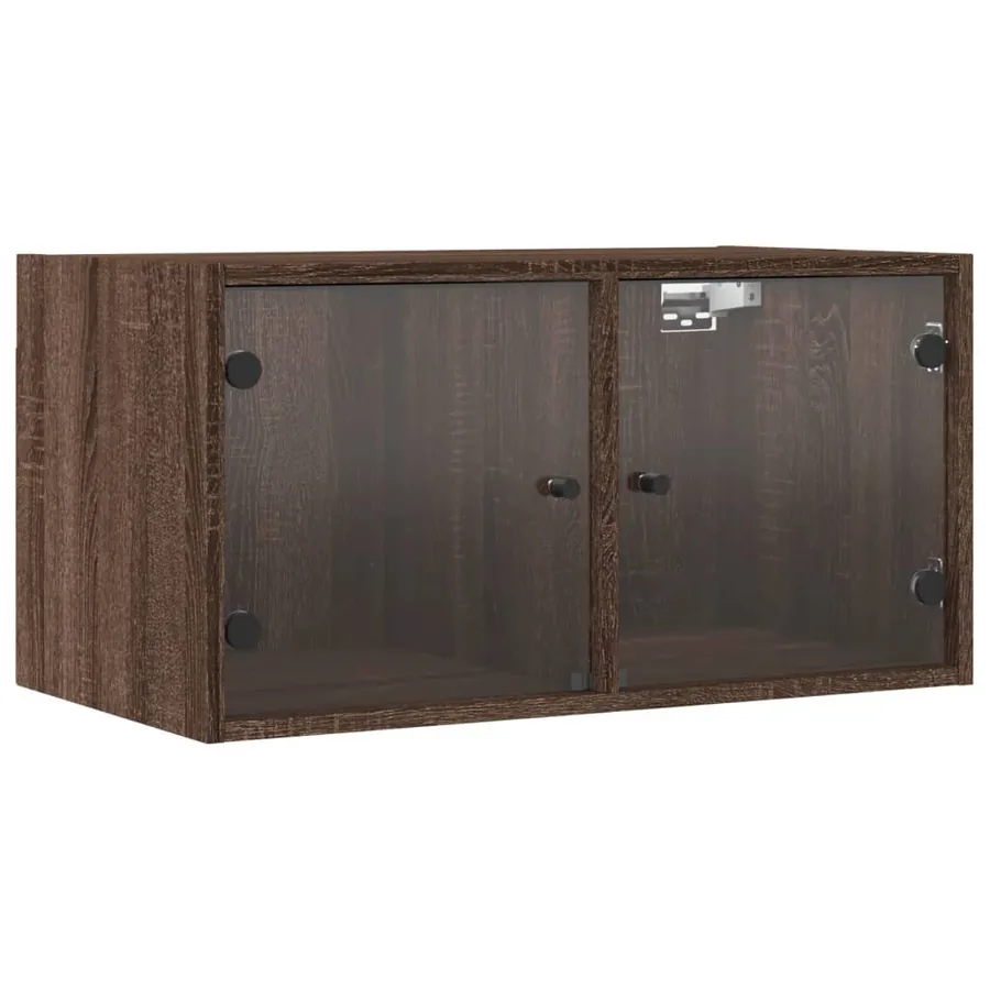 Armoires murales portes vitrées 2 pcs chêne marron 68,5x37x35cm - 2
