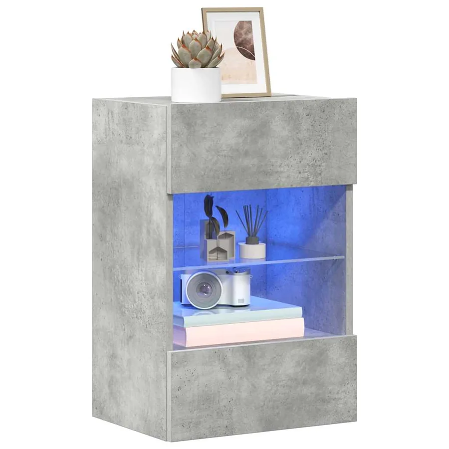 Meubles muraux avec lumières LED pour TV 2pcs gris béton 40x30x60,5 cm - 4