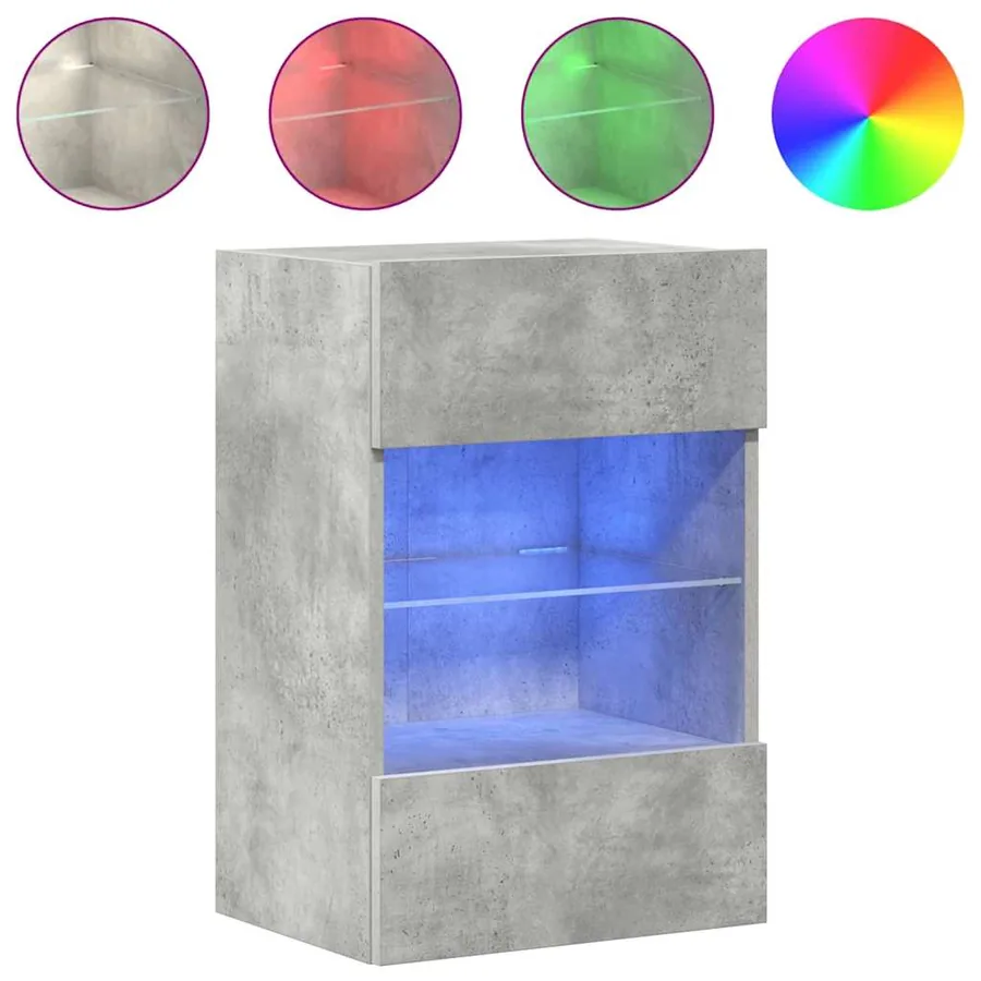 Meubles muraux avec lumières LED pour TV 2pcs gris béton 40x30x60,5 cm - 5