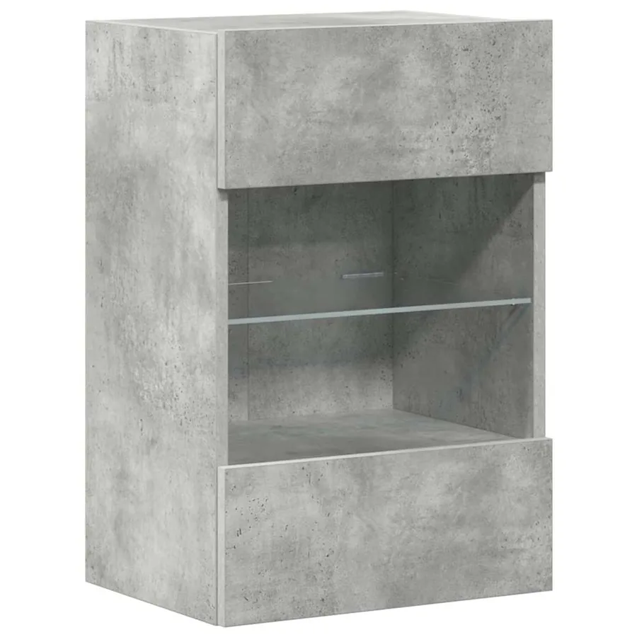 Meubles muraux avec lumières LED pour TV 2pcs gris béton 40x30x60,5 cm - 6