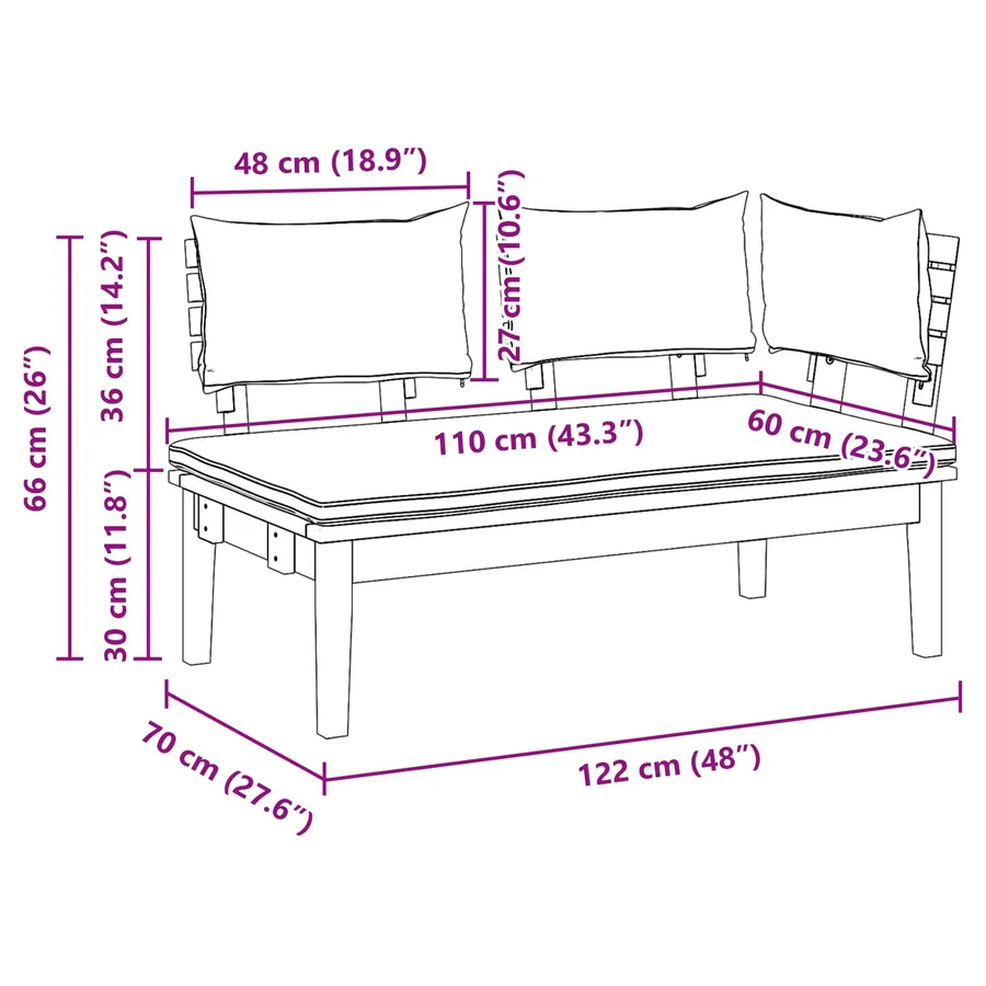 Ensemble banc et table de jardin 2 pcs Crème et marron - 13