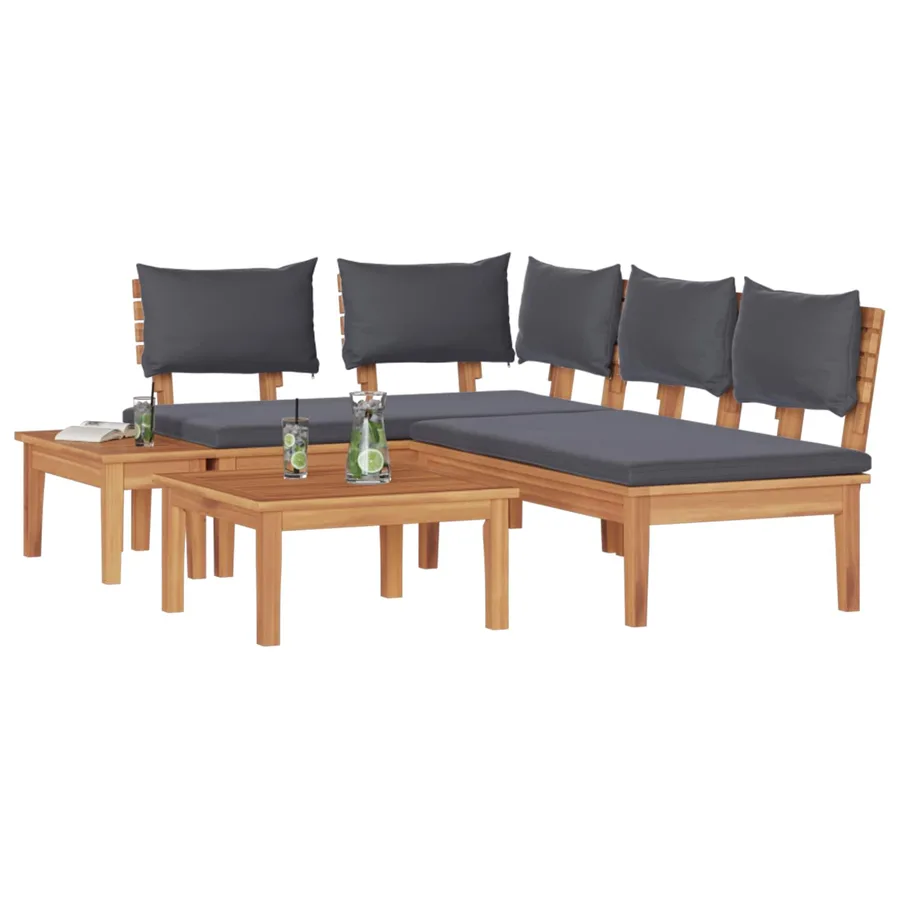 Ensemble de canapé de jardin 4 pcs Marron et gris - 3