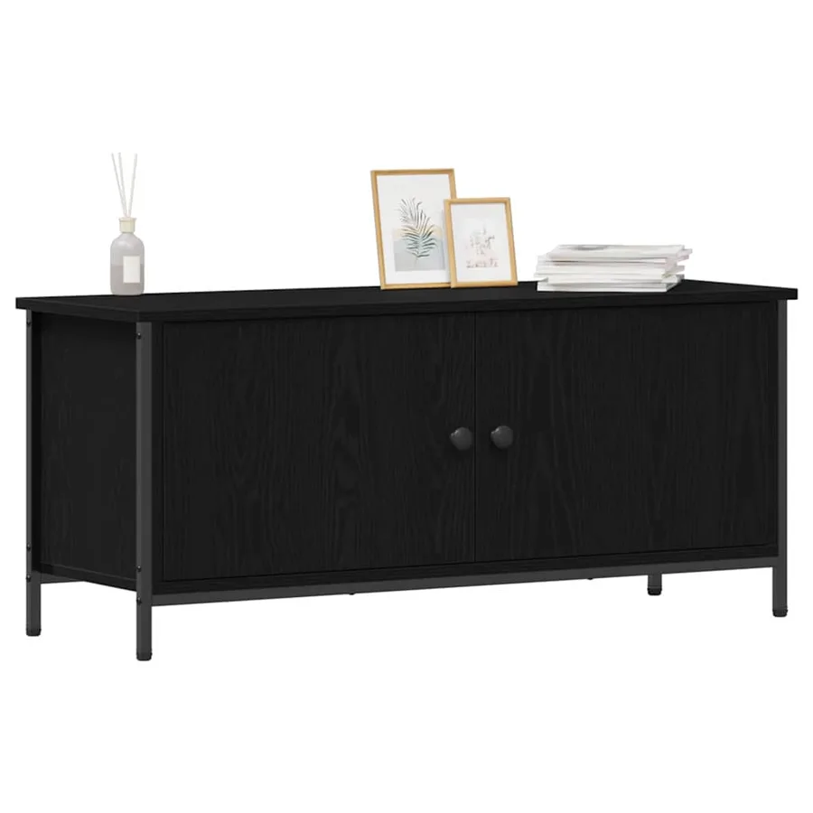 Meuble TV Chêne noir 100 x 35 x 45 cm Bois d'ingénierie - 3