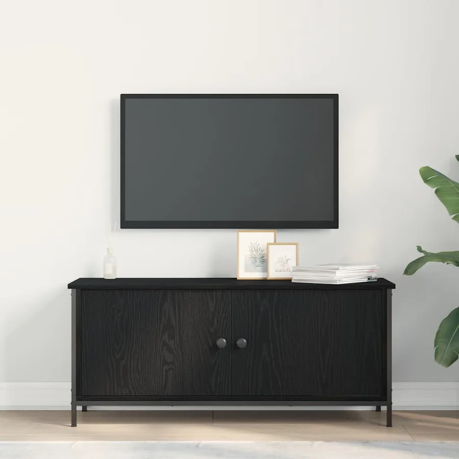 Meuble TV Chêne noir 100 x 35 x 45 cm Bois d'ingénierie - 4
