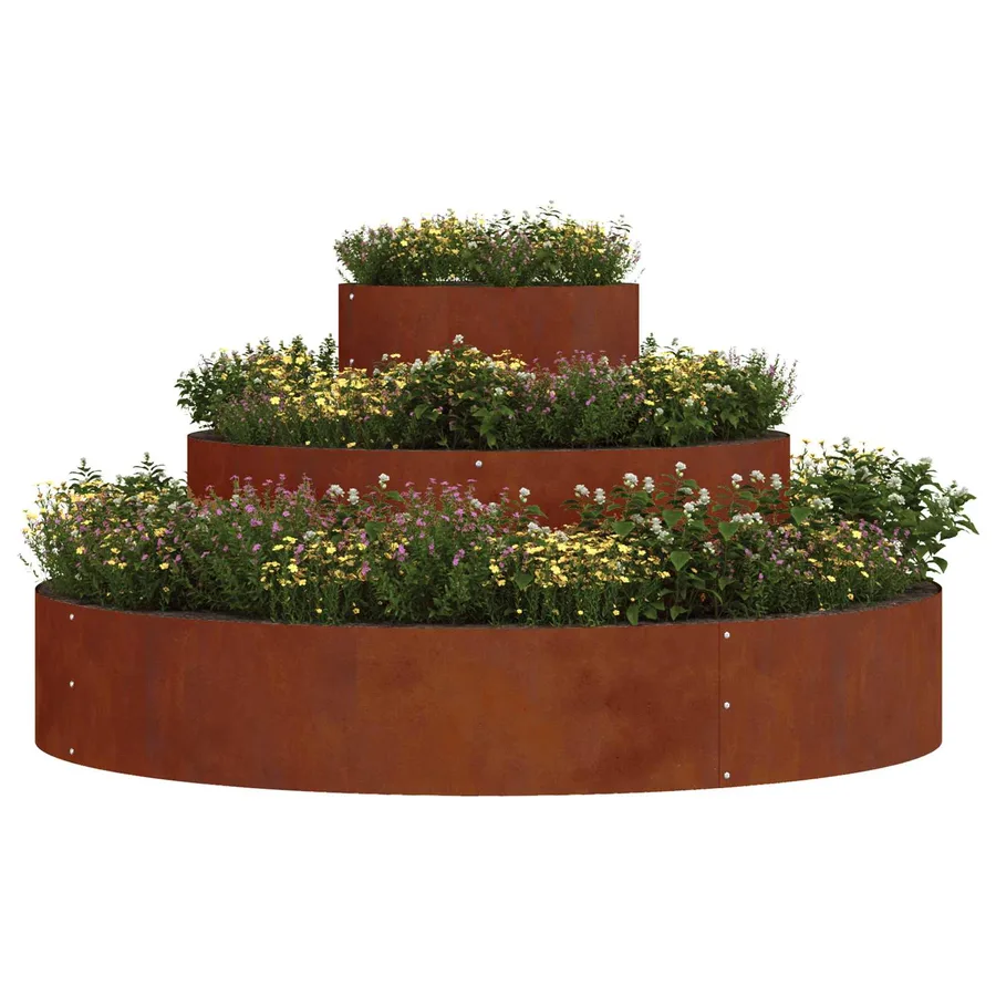 Cache-pot de jardin Rouillé 120 x 120 x 20 cm Acier patiné - 3