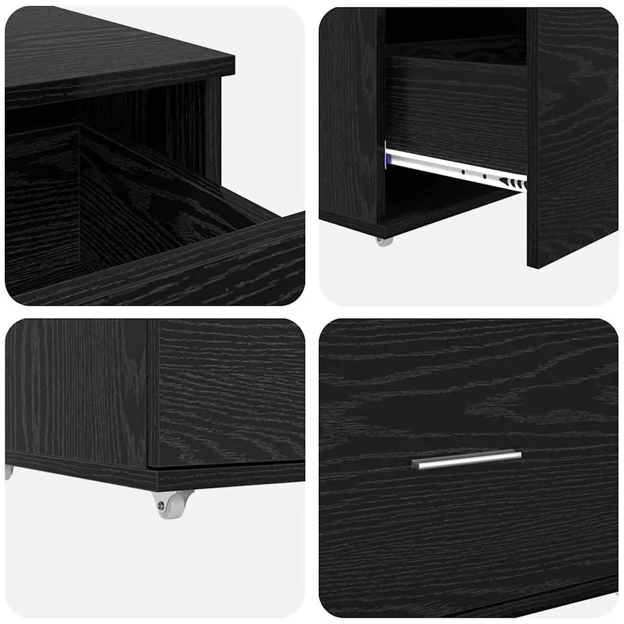 Armoire à tiroirs avec roue Chêne noir 55 x 45 x 31 cm - 9