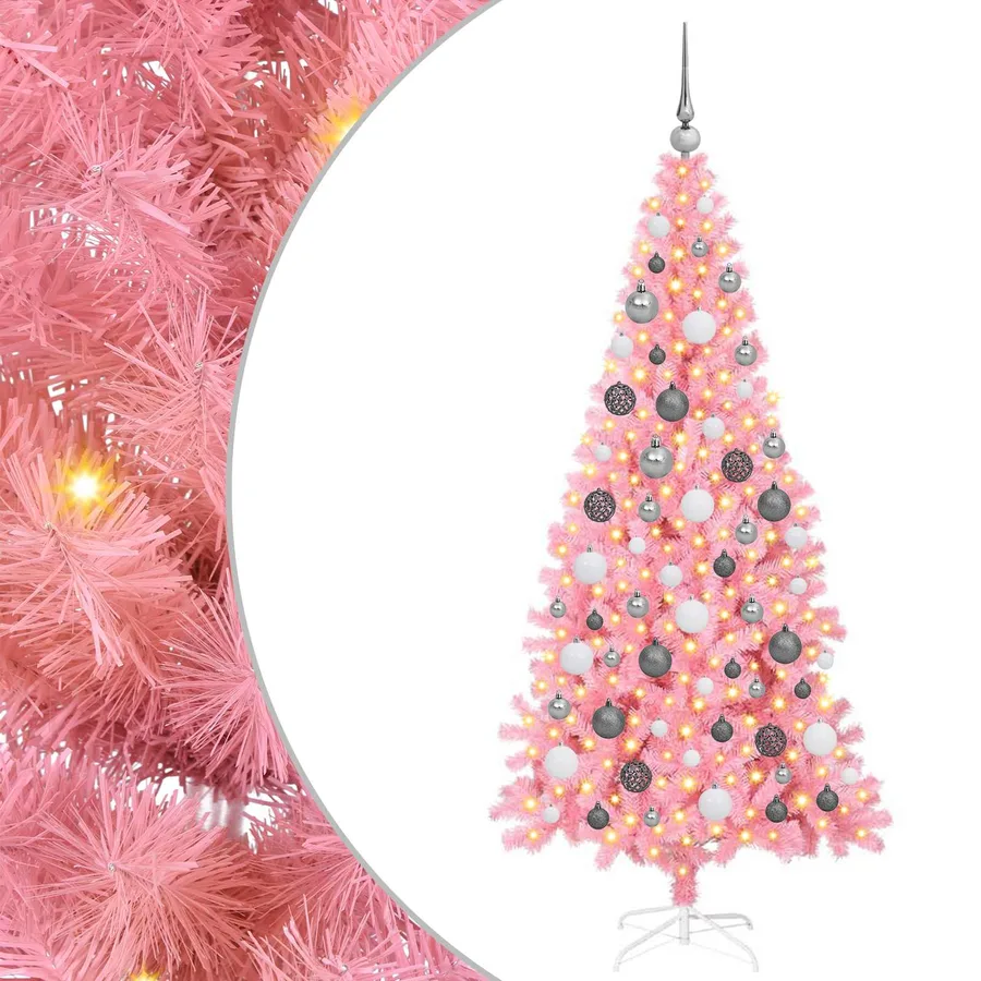 Sapin de Noël avec 300 LED avec support Rose 180 cm PVC - 2