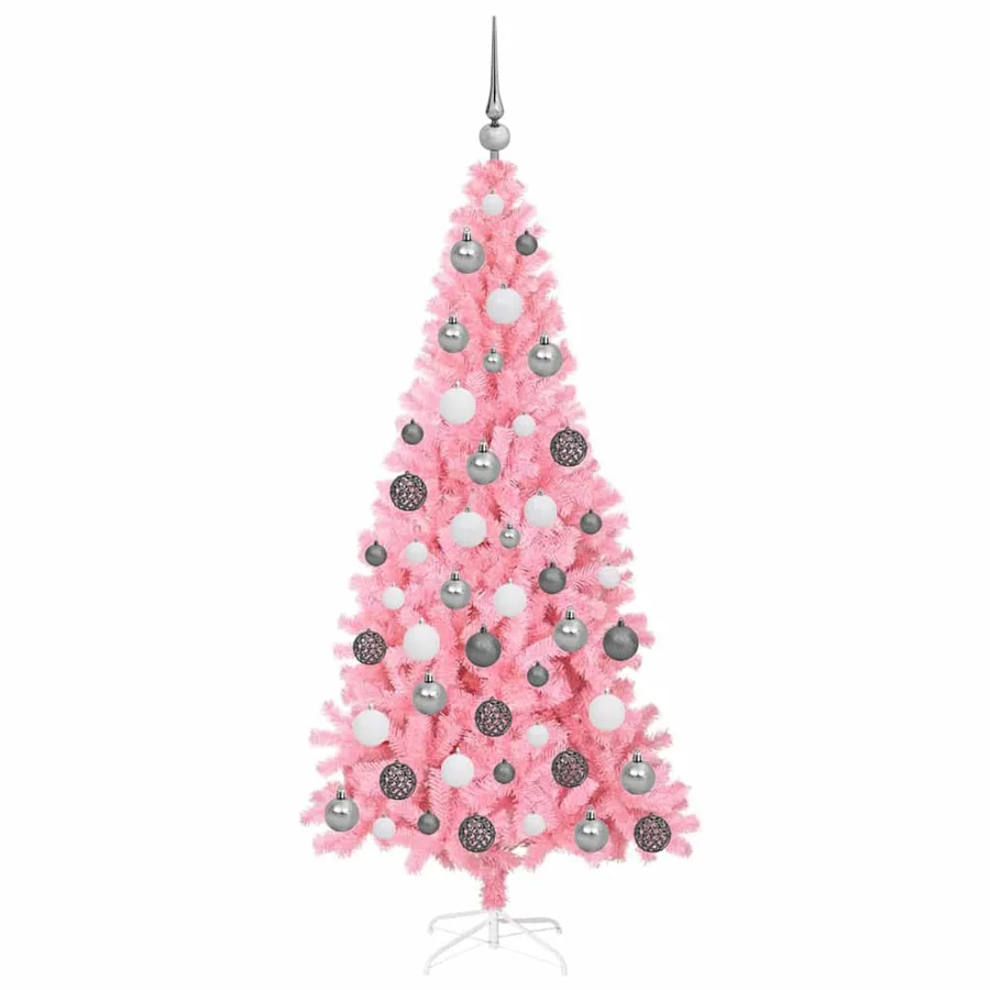 Sapin de Noël avec 300 LED avec support Rose 180 cm PVC - 3