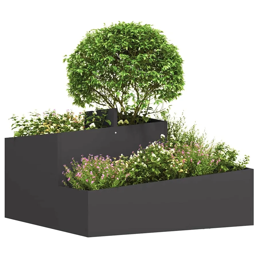 Cache-pot de jardin Noir 80 x 80 x 50 cm Acier laminé à froid - 3