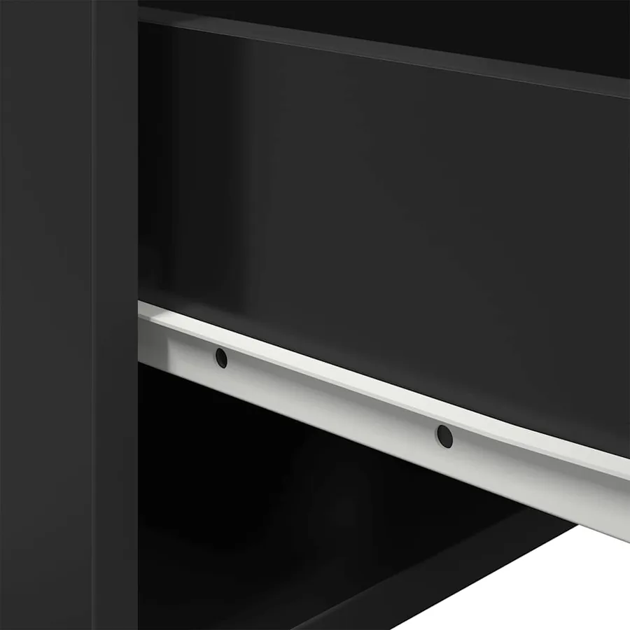 Tables de chevet murales avec lumières LED 2 pcs noir - 14