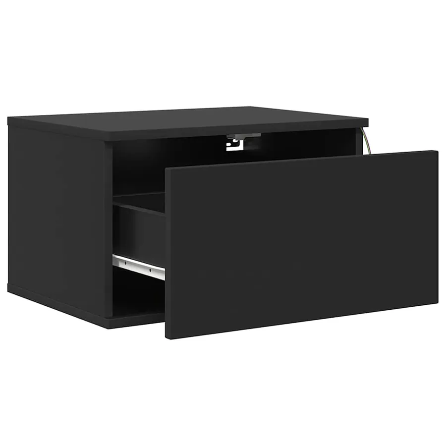 Tables de chevet murales avec lumières LED 2 pcs noir - 8