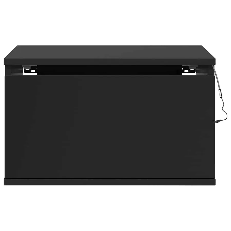 Tables de chevet murales avec lumières LED 2 pcs noir - 9