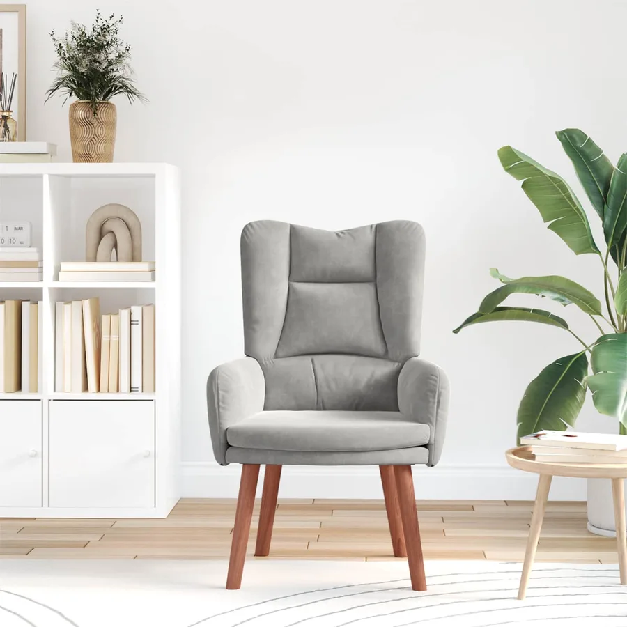 fauteuil Gris clair 63 x 67 x 94 cm Velours - 3