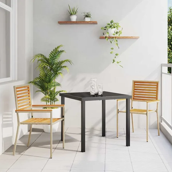 Chaises empilables de jardin 2 pcs Marron et beige