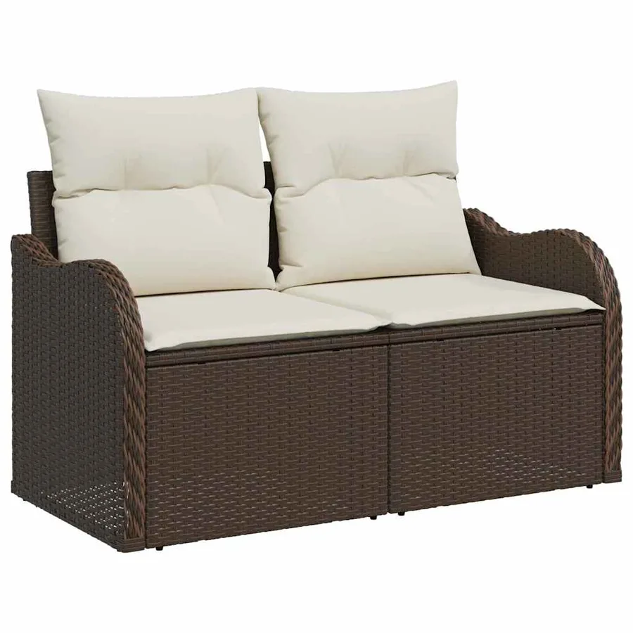 Ensemble de canapé de jardin 6 pcs Marron Poly Rattan - 4