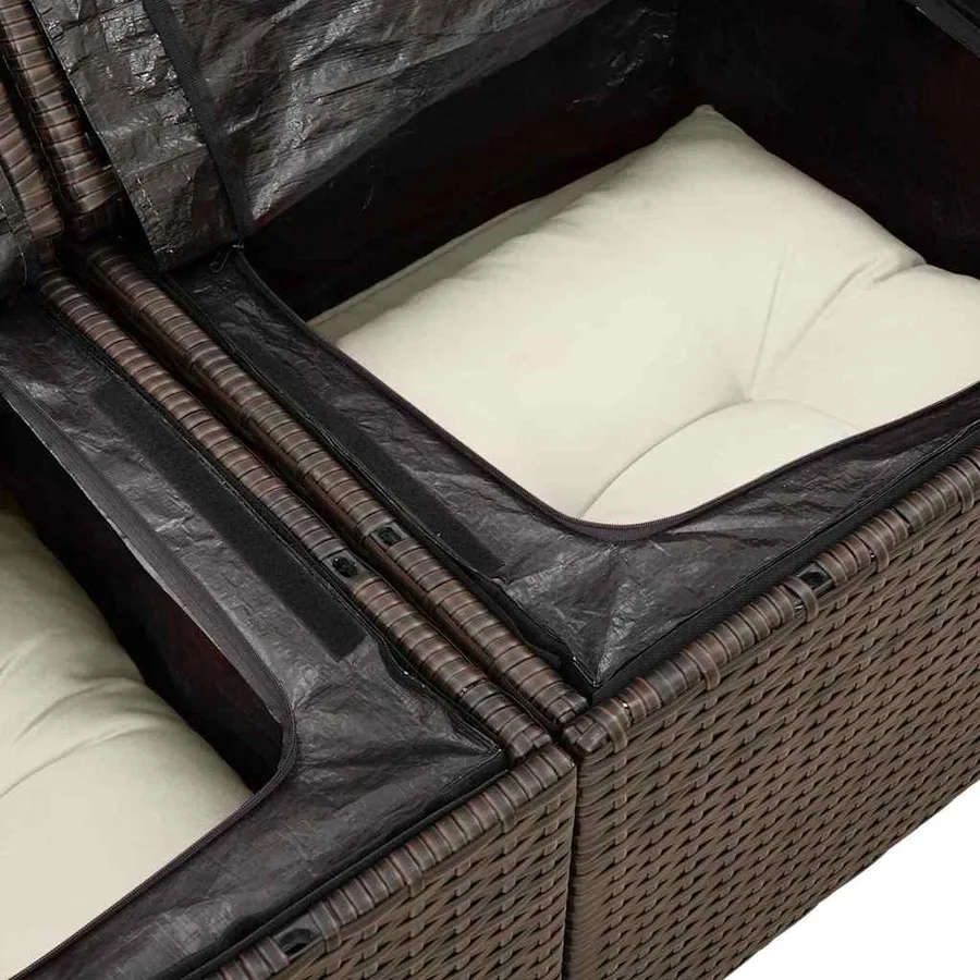 Ensemble de canapé de jardin 6 pcs Marron Poly Rattan - 7