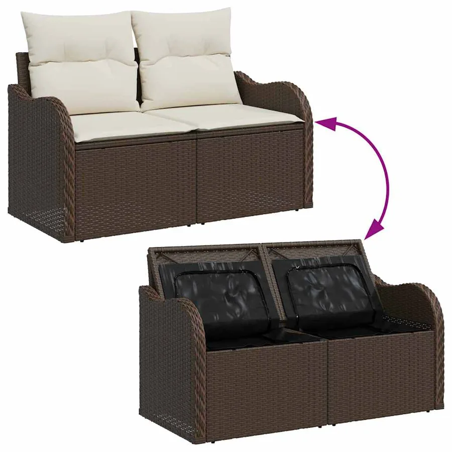 Ensemble de canapé de jardin 6 pcs Marron Poly Rattan - 8
