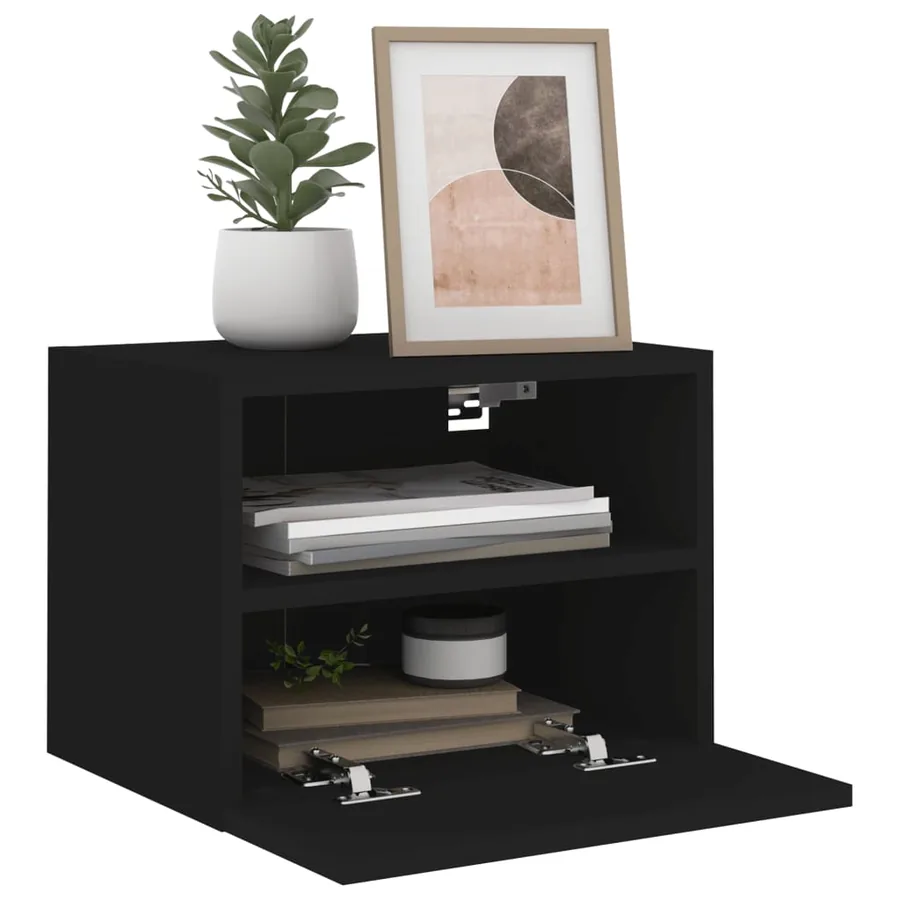 Meubles TV muraux 2 pcs noir 40x30x30 cm bois d'ingénierie - 5