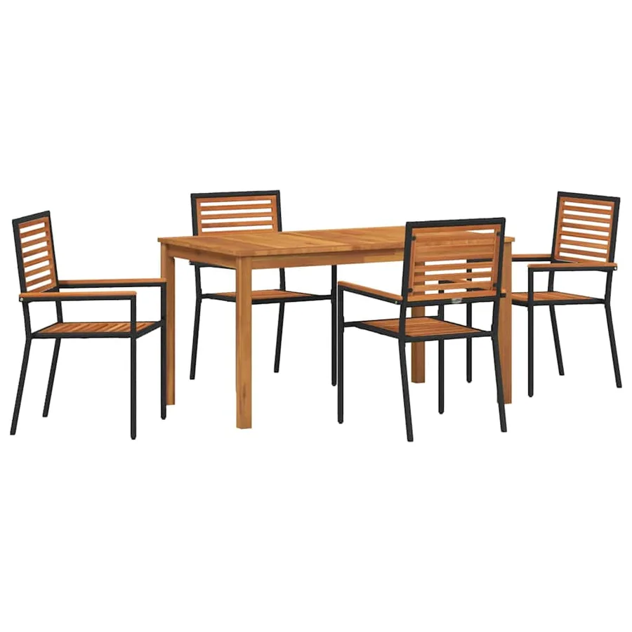 Ensemble de salle à manger pour jardin 5 pcs Noir - 2