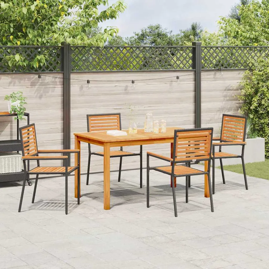Ensemble de salle à manger pour jardin 5 pcs Noir - 4