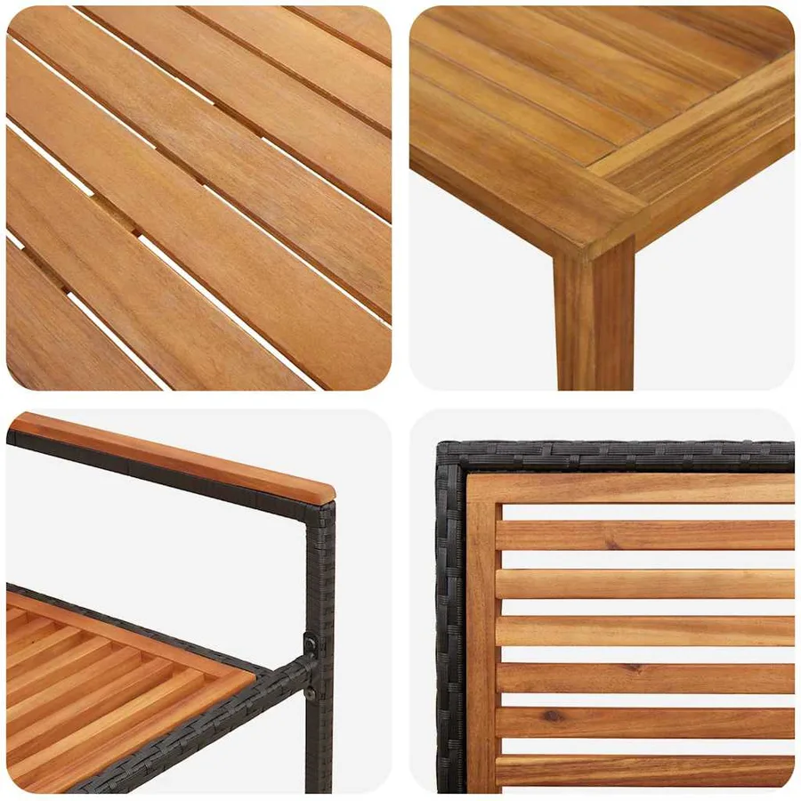Ensemble de salle à manger pour jardin 5 pcs Noir - 9
